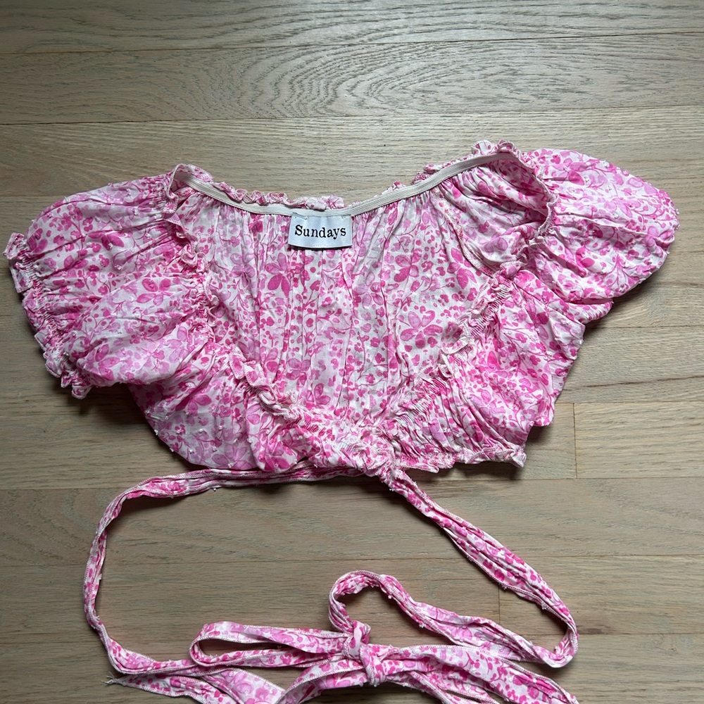 Sundays Pink Floral Crop Top